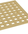 Take Your Shower Setup To The Next Level With This Solid 5-Inch Decorative Shower Drain Featuring A Crisp Matrix Frame And Raw Unc lacquered Brass Finish Includes A Simple Pry Tool For Quick Upkeep. 5-inch square grid cover with pry tool