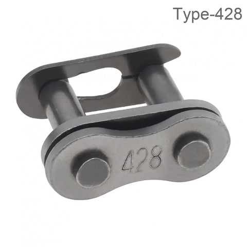 Top Tier 5 Piece Heavy Duty Chain Master Link Kit For 420 And 428 Roller Chains With Quick Install Clip Connectors close-up of 428 connector
