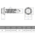 Diagram of 230-Piece No Pilot Hole Self Drilling Screws For Metal 8 By One Half Inch Stainless Steel 410 Self Tapping Screws With Hex Washer Head