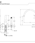 Technical diagram of Chatham Widespread Kitchen Faucet With 9 Inch Gooseneck Spout Oil Rubbed Bronze Finish Deck Mount 3 Hole Install