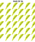 QuikSpin 2 Inch Arrow Vanes Pack Of 36 Yellow For Bow Hunting And Target Practice, Plastic Fletching Vanes For Faster Spin