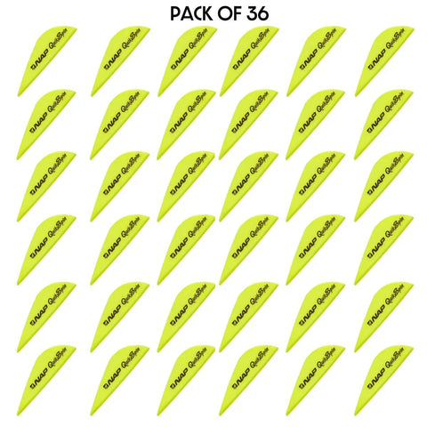QuikSpin 2 Inch Arrow Vanes Pack Of 36 Yellow For Bow Hunting And Target Practice, Plastic Fletching Vanes For Faster Spin