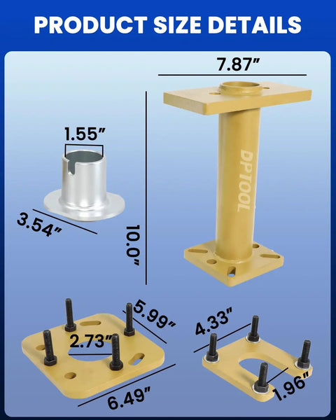 Rear Axle Bearing Puller And Install Tool Kit With 40mm Bearing Driver, Adapter Plate, and ABS Tone Ring Removal dimensions