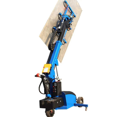 Badass Heavy Duty Electric Vacuum Glass Lifter With Hydraulic Arm For Curtain Wall Setup Handles Granite Panels, angled view showing lifting arm and suction pads.