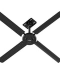 Top Tier Eight Foot Industrial Hvls Ceiling Fan Featuring Matte Black Trim And Beefed Up Direct Drive Core, viewed from below.