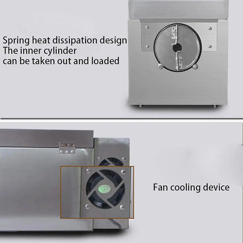 Straight Up Commercial Grade Electric Coffee Roaster Machine With Smart Temperature Control And Digital Timer rear view with cooling fan.
