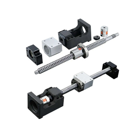 Solid SFU1610 Ballscrew Kit With 16mm Dia C7 Grade And Complete Hardware Set For CNC Router Build Super Stable Linear Motion System Perfect For Nema24 Projects, ballscrew parts laid out