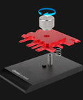 Exploded view of Metal Small Etched Parts Bender Model UA90183 for hobbyists showing red etched plate and silver knob