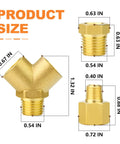 Product dimensions of Brass Pipe Fitting Tee Y Adapter Three Way With One Male Branch And Two Female NPT Ports One Eighth Inch Size
