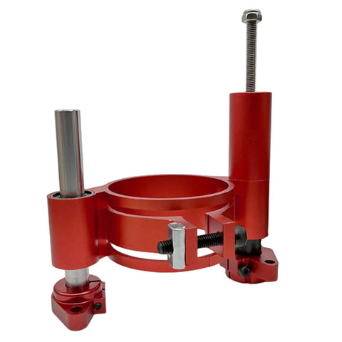 Dead Nuts Secure Router Table Lift System For 2.51 To 2.56 Inch Motors smooth height adjustment red aluminum lift with clamps.