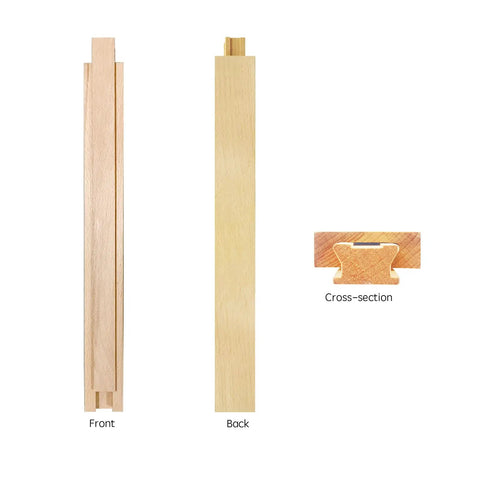 Premium Quality Undermount Drawer Slides Solid Beech Wood Center Mount Track 17 Inch Cabinet Glides Replacement Kit front and back view