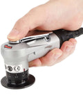 Side view of router base with silver metal body and black round base plate, featuring a clamping lever
