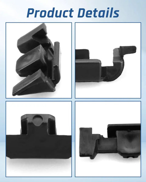 Close-up of black ABS parts from 12 Pcs Headlight Trim Ring Clips For Mini Cooper R55 R56 R57 R58 R59 R60 F56 F60 Black Replacement Kit