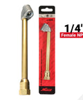 Dual Head Air Chuck With One Quarter Inch FNPT Connection, Heavy Duty Metal Brass Construction in Packaging