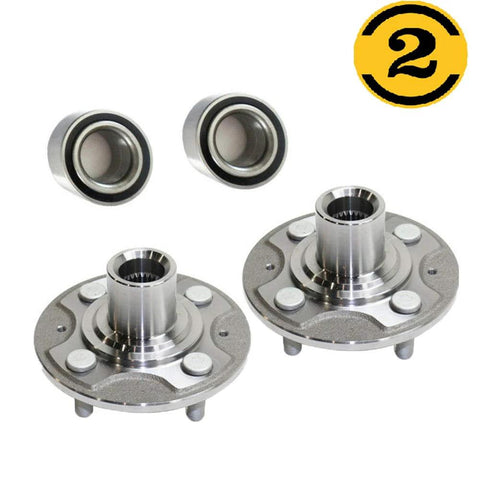 Front Wheel Bearing And Hub Assembly With 4 Lugs For Honda Civic 2001 Through 2005 - Low Runout Precision Wheel Hub With Quad Lip Seal For Long Bearing Life, 2 Piece Set, Model 930-456