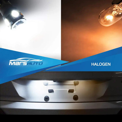 Upgrade Your Ride With 194 LED Bulbs Pack Of 10 6000K White T10 2825 W5W shown compared to halogen light on car