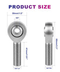 Heavy Duty Five Eighth Inch Heim Joints Rod End Kit With Heat Treated Body And Hard Chrome Plating and detailed size measurements