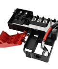 Straight Bolt On Fuse Distribution Block For Chevy Silverado Tahoe Suburban And Gmc Sierra Yukon Cadillac Escalade Solid Build Replaces 84354716 22985570 with red cover and connectors.