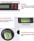 Pro Grade Digital Inclinometer Level 360 Degree Range Angle Finder With Bright Backlit Display For Dead On Slope Readings On Construction Job Sites And Custom Cabinetry Real Deal Gear showing LCD display with backlight and level bubble.