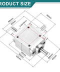 uxcell 90° bevel gearbox with aluminum housing and dual output shafts, 1:1 ratio, 8mm shaft, 92x66x30mm