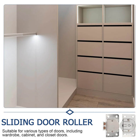 Sliding door hardware featuring zinc alloy cabinet sliding roller wheels for wardrobe closet barn door, durable and reliable performance.