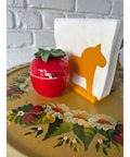 Hand Painted Strawberry Lazy Susan 19.5 Inch For Farmhouse Kitchen Decor And Organization with floral pattern and decor items