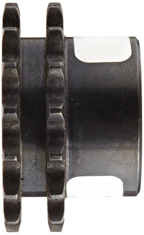Side view of Beefed-Up Roller Chain Sprocket Double Strand Type B Hub for 35 Chain Size, 16 Teeth, 0.5 Bore