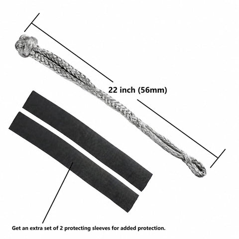 2Pcs Synthetic Soft Shackle One Half Inch By Twenty Two Inch, 56,000 Lb Breaking Strength, With Extra Sleeves, Gray, UHMW Polyethylene