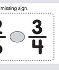 Power Pen Learning Cards Fractions Set with 106 Problems Per Box and 53 Double Sided Cards showing fraction comparison problem