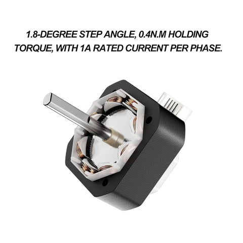 Heavy Hitter 4240 Stepper Motor For Creality Ender 3 Ender 3 Pro CR10 Series 3D Printers showing 1.8-degree step angle and 0.4Nm torque.