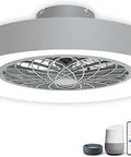 Smart Ceiling Fan With Lights Remote Control And Dimmable LED Lighting, 20 Inch Enclosed Bladeless Ceiling Fan, Dark Grey