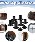 Black Chicago Screw Rivet Kit for various projects, includes assorted sizes for customizing bags, shoes, and jackets.