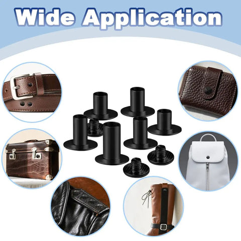 Black Chicago Screw Rivet Kit for various projects, includes assorted sizes for customizing bags, shoes, and jackets.
