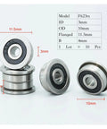 Thinking Process: sealed flanged deep groove ball bearing, 3mm ID, 10mm OD, 4mm thick steel