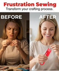 Comparison image showing the use of 4 In 1 Sewing Threader Tool With Seam Ripper Needle Threader Magnifying Glass And Magnetic Sewing Accessory