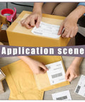 600 Pack Self Adhesive Packing Slip Pouch And Shipping Label Sleeves With Heavy Duty Grip For Your Daily Hustle And Smooth Office Organization No Sweat Document Sleeves Always On Point being applied to packages.