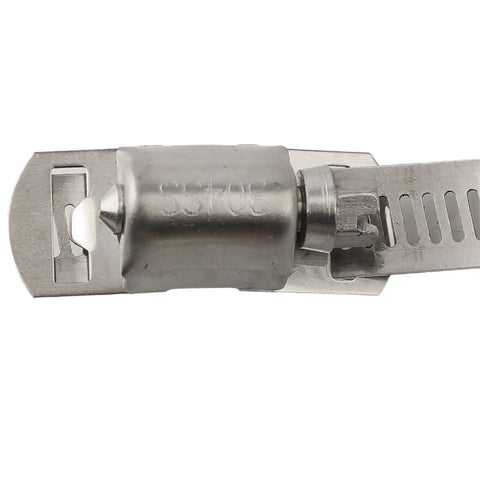 Premium Stainless Steel Hose Clamp Kit With Adjustable Worm Gears For Quick Tightening And Secure Grip, close-up of 304 steel clamp