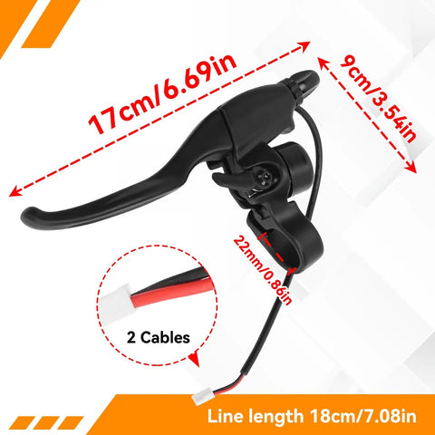 Left Brake Lever For Electric Scooters, Universal 3 Pin Female Plug Handbrake, Waterproof Aluminum Alloy with 18 cm Cable