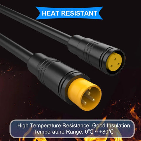 Waterproof 2 Pin Ebike Extension Cable Set 20cm Male And Female Plugs With 20 Heat Shrink Tubes Plug And Play Ready For Electric Bike Lights Throttle Ebrake And DIY Bike Projects