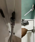 Adjustable Door Hinge Fixer for Entry and Bedroom Doors Drill Free No Damage Gap Fix Tool installed on various hinges