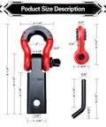 Shackle Hitch Receiver Two Inch Heavy Duty Tow Hitch With Five Eighth Inch Screw Pin And Three Quarter Inch D Ring Shackles, dimensions image