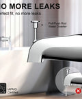 Slip On Tub Spout With Diverter For Five Inch Tub Chrome Finish Fits One Half Inch Copper Pipe And Five Eighth Inch Diameter Easy Pull Up Install Works With American Standard Tub Spout shown installed in bathroom with pull-up diverter visible.