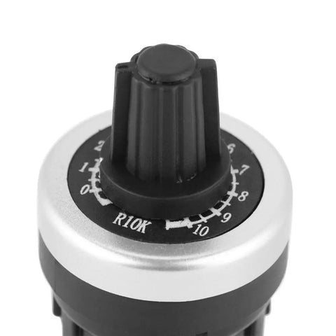 Panel Mount 10K Potentiometer For Variable Speed Drives VSD VFD Inverter Control Rotary Knob, Easy Screw Terminal Install, No Soldering Needed, Exponential D Type Adjustment For Precise Speed Tuning, black knob with 10K scale
