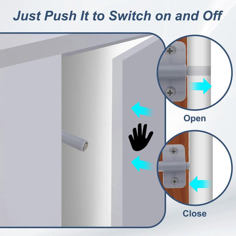 Magnetic Push Latches Set For Cabinets And Drawers, Hidden Touch Latch Hardware, Gray Finish, Push To Open, Spring On Close, Demo