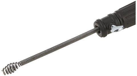 Close-up of Drum Auger Drain Snake For Sinks Showers And Tubs 1 Quarter Inch By 25 Feet Durable High Carbon Spring Wire With Heavy Duty Polymer Housing