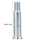 Close-up of a single 35mm steel axle from the Beefy Steel Inline Skate Axles Kit, 15 Pcs, 35mm Total Length, Includes Wheel Screws, Bolts.