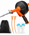 Wipe Blockages Off The Map With This Badass 33 Foot Heavy Duty Drain Snake Auger with gloves and tools for smooth flows.