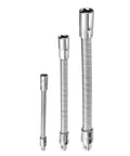 3-piece chrome flexible socket extension set with square-drive ends and drive head adapters