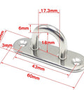 316 Stainless Steel Pad Eye Heavy Duty U Shaped Hook With Screws For Marine Boats Wall Mount Hanger size dimensions shown