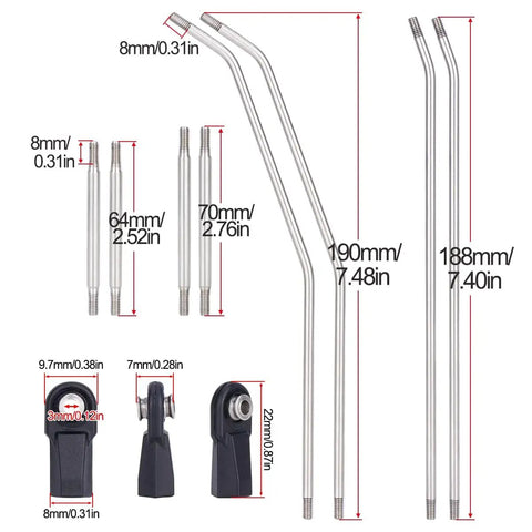One Tenth Scale Performance Carbon LCG Chassis Kit With Gearbox And Shock Absorbers For RC Crawler SCX10 Capra Upgrades Link Rod Set